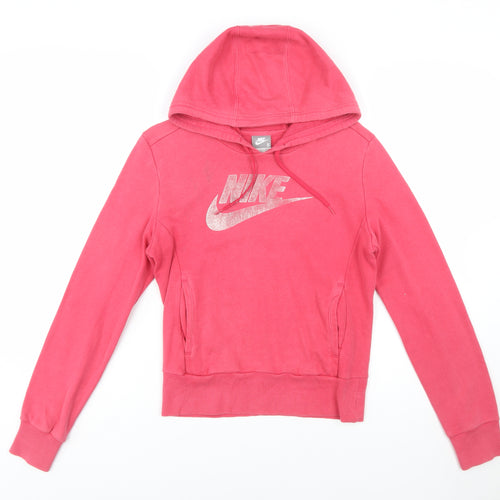 Nike Womens Pink Hoodie Small Size 8/10 Pullover Logo Sweatshirt