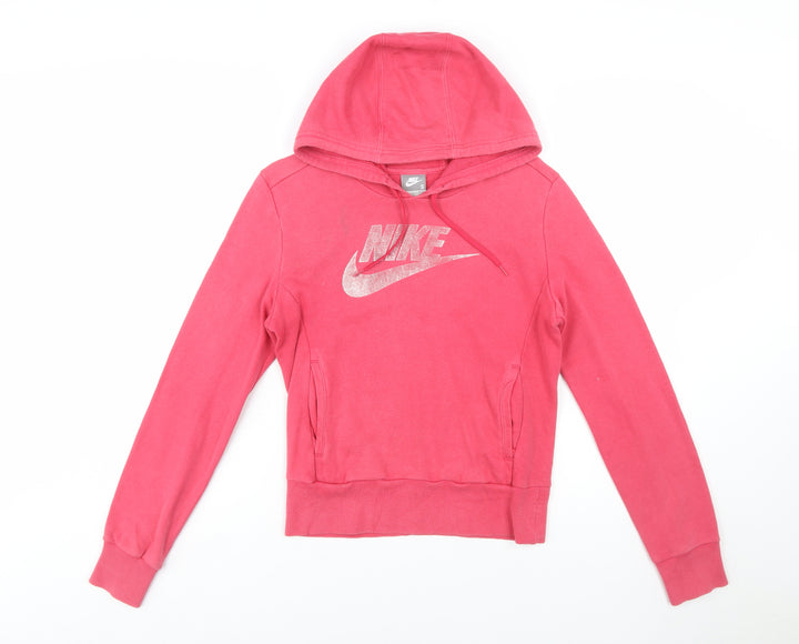 Nike Womens Pink Hoodie Small Size 8/10 Pullover Logo Sweatshirt