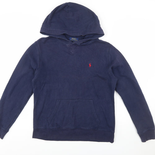 Polo Ralph Lauren Boys Navy Blue Pullover Hoodie Size 14-16 Cotton Blend