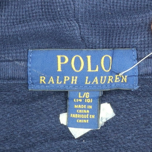 Polo Ralph Lauren Boys Navy Blue Pullover Hoodie Size 14-16 Cotton Blend