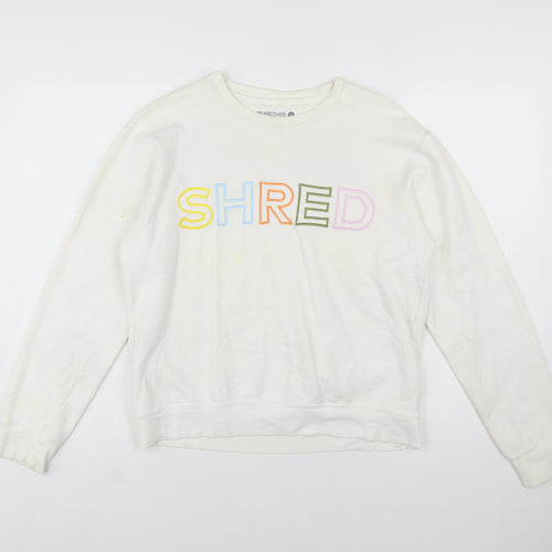 Shred415 Women's Ivory Pullover Sweatshirt Small Cotton Blend