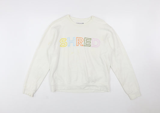 Shred415 Women's Ivory Pullover Sweatshirt Small Cotton Blend