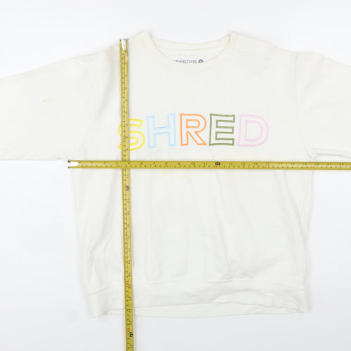 Shred415 Women's Ivory Pullover Sweatshirt Small Cotton Blend