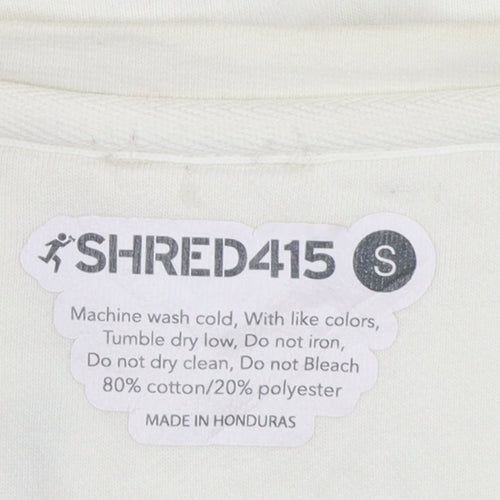 Shred415 Women's Ivory Pullover Sweatshirt Small Cotton Blend
