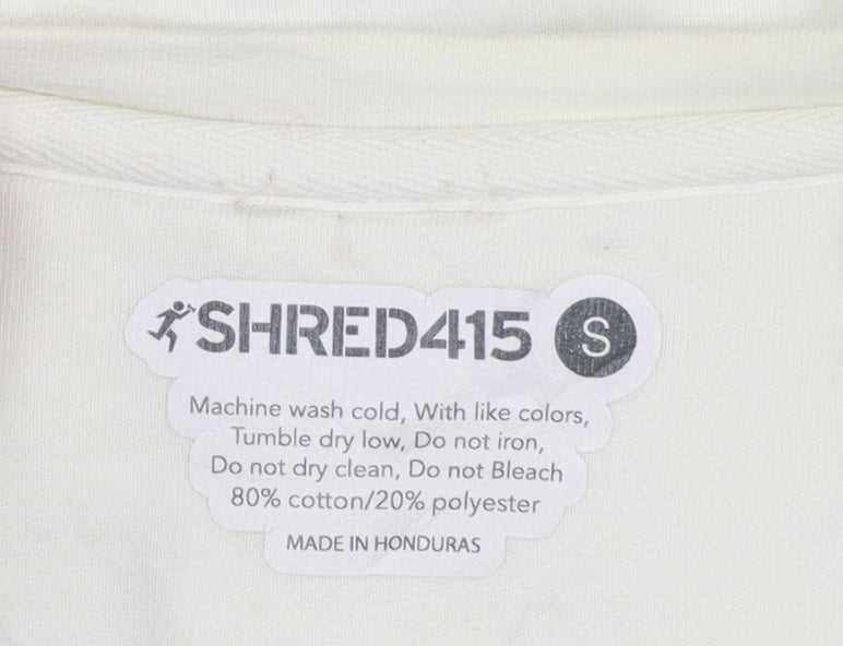 Shred415 Women's Ivory Pullover Sweatshirt Small Cotton Blend