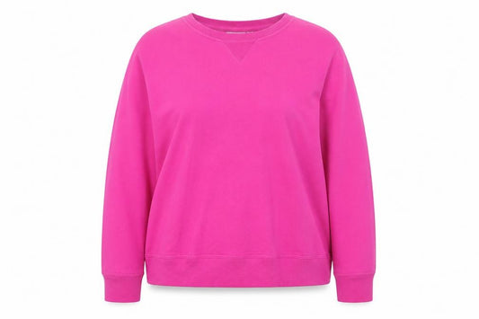 Front view of Kim Rogers women’s pink crew neck pullover sweatshirt xl