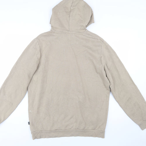 Puma Men's Beige Pullover Hoodie Medium Logo Fleece Sweatshirt
