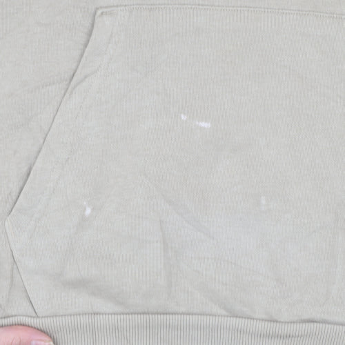 Puma Men's Beige Pullover Hoodie Medium Logo Fleece Sweatshirt