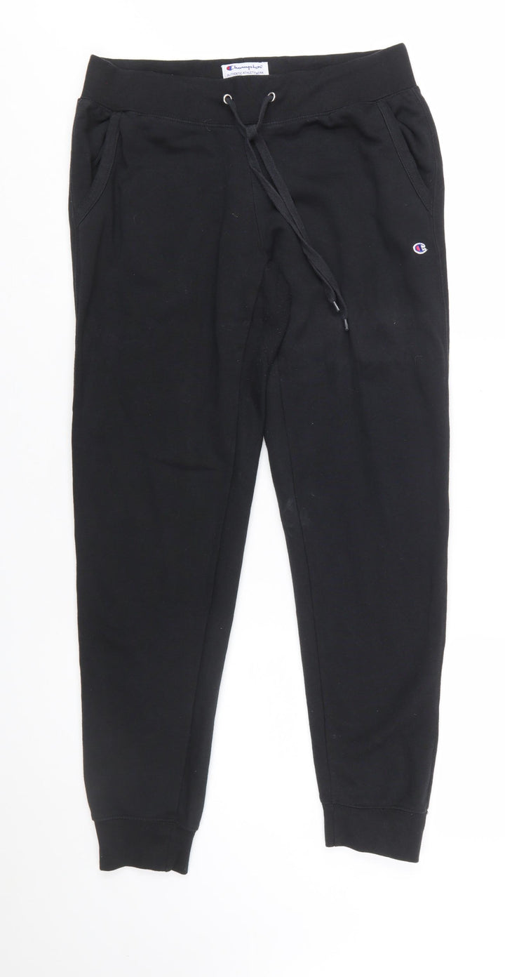 Champion Men's Black Fleece Jogger Trousers Size S Regular Fit