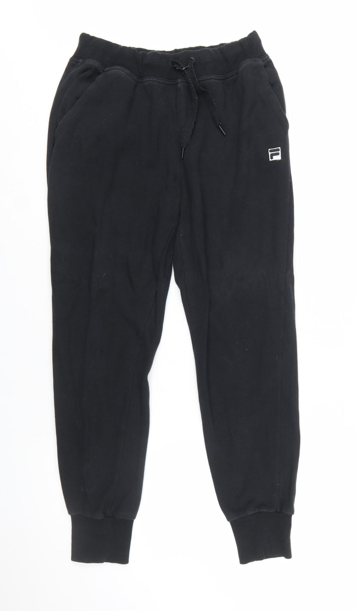 FILA Men's Black Jogger Trousers M Regular Fit Fleece Casual
