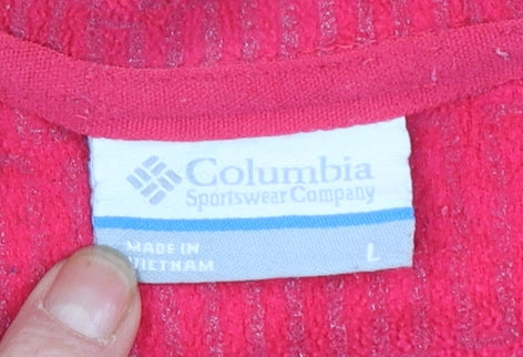 Columbia Womens Pink Fleece Hooded Full Zip Jacket Size L