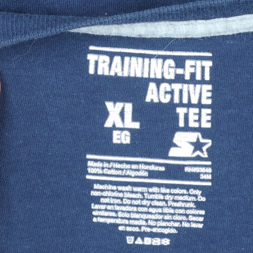Starter Men's Navy Blue Training-Fit Active Cotton T-Shirt XL