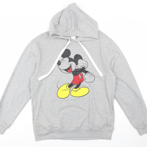 Disney Women Grey Mickey Mouse Pullover Hoodie Size L