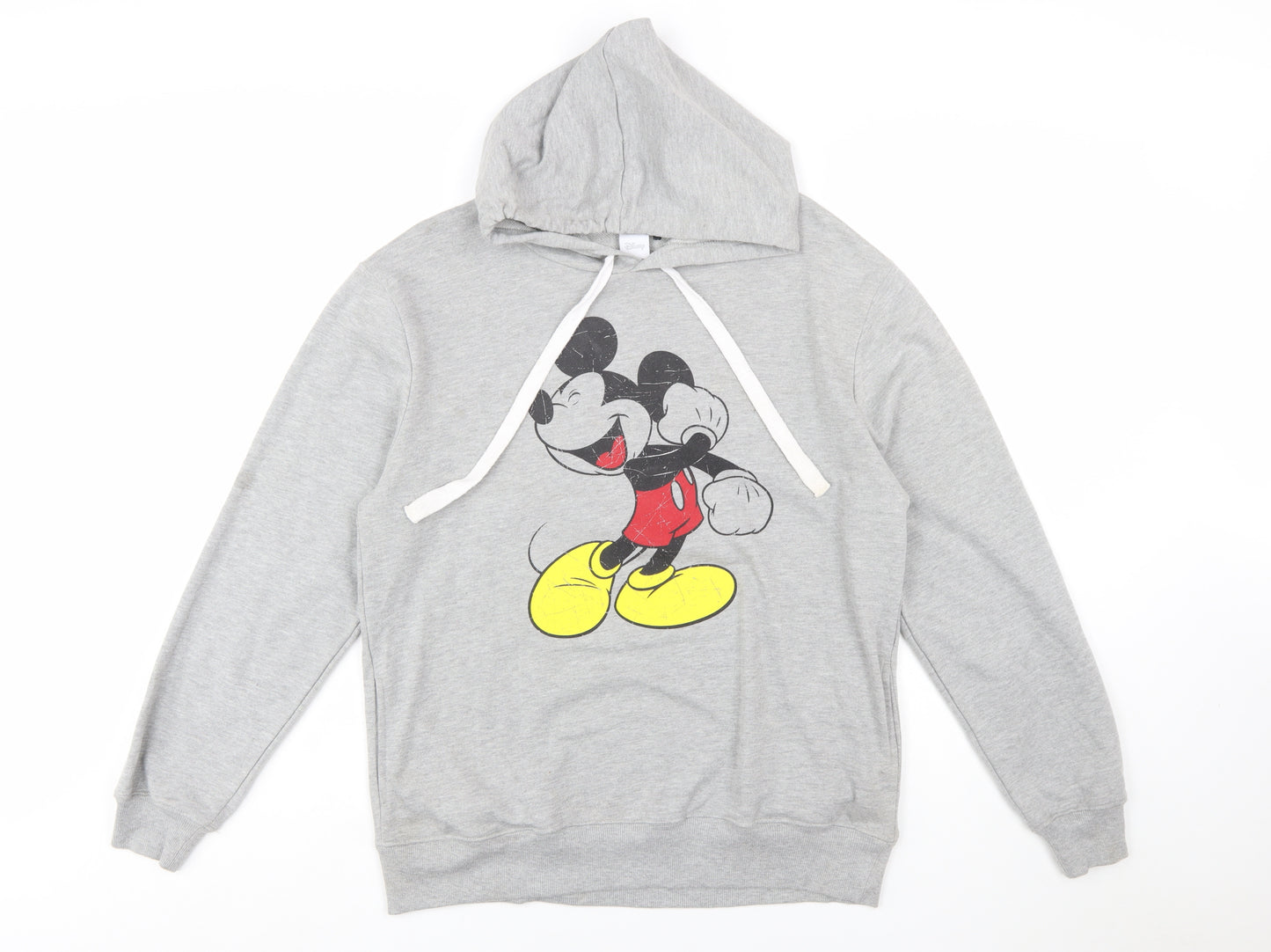 Disney Women Grey Mickey Mouse Pullover Hoodie Size L