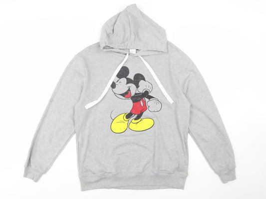 Disney Women Grey Mickey Mouse Pullover Hoodie Size L