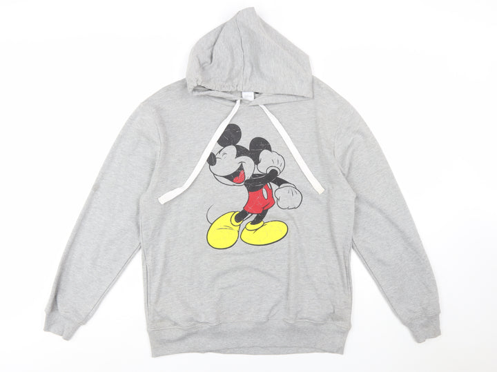 Disney Women Grey Mickey Mouse Pullover Hoodie Size L