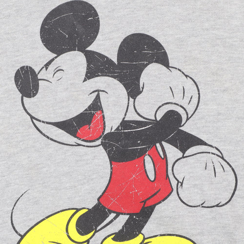 Disney Women Grey Mickey Mouse Pullover Hoodie Size L