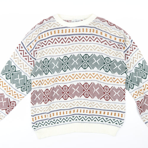 Le Tigre Men's Multicoloured Geometric Knit Pullover Jumper L