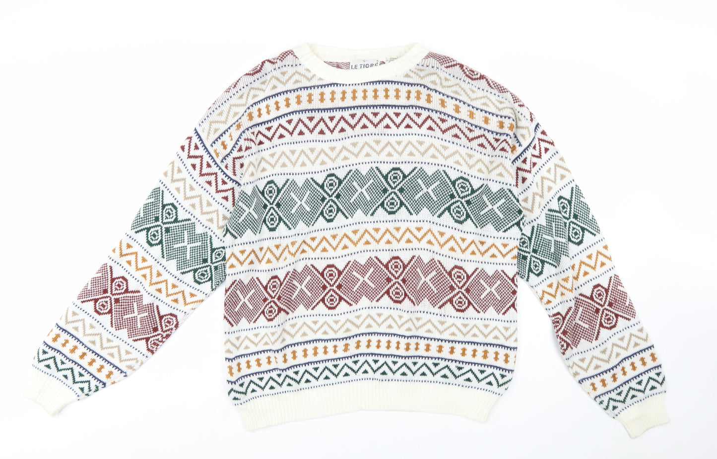 Le Tigre Men's Multicoloured Geometric Knit Pullover Jumper L