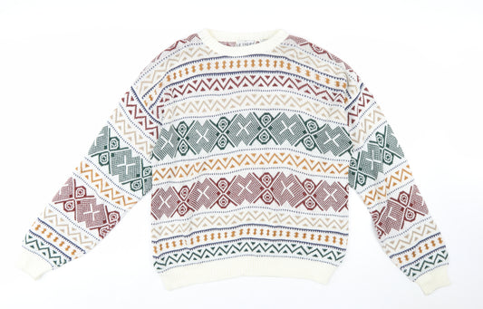 Le Tigre Men's Multicoloured Geometric Knit Pullover Jumper L