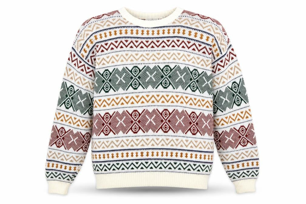 Front view of Le Tigre Men's Multicoloured Geometric Knit jumper L