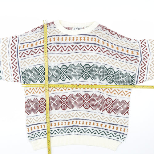 Le Tigre Men's Multicoloured Geometric Knit Pullover Jumper L