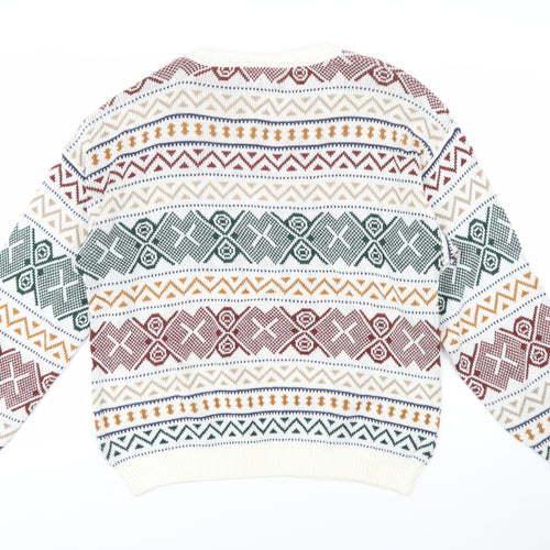 Le Tigre Men's Multicoloured Geometric Knit Pullover Jumper L