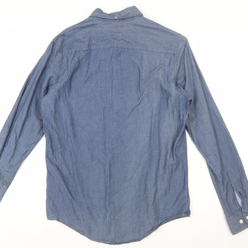 Tommy Hilfiger Men's Blue Button-Down Chambray Shirt Size S Slim Fit
