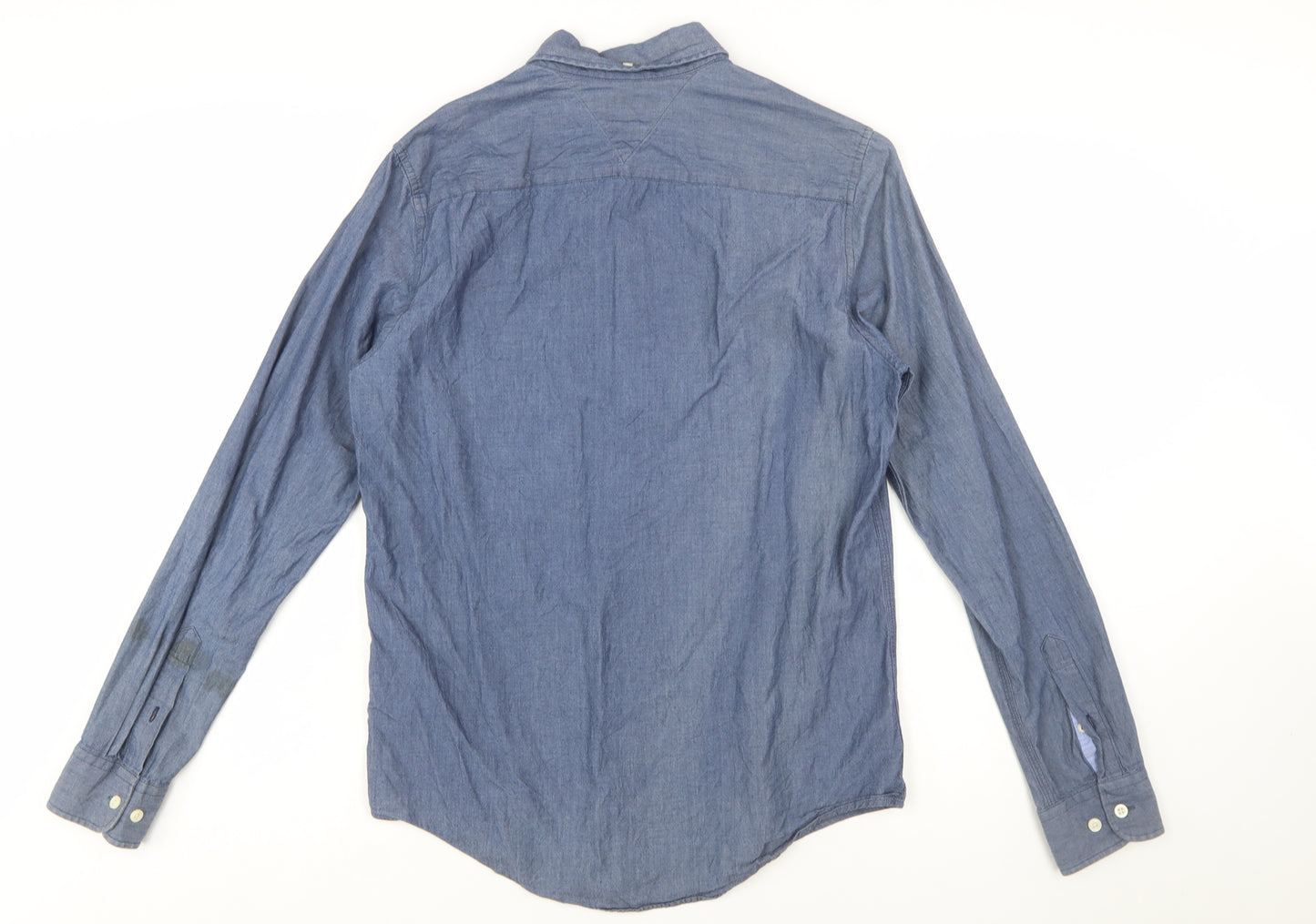 Tommy Hilfiger Men's Blue Button-Down Chambray Shirt Size S Slim Fit