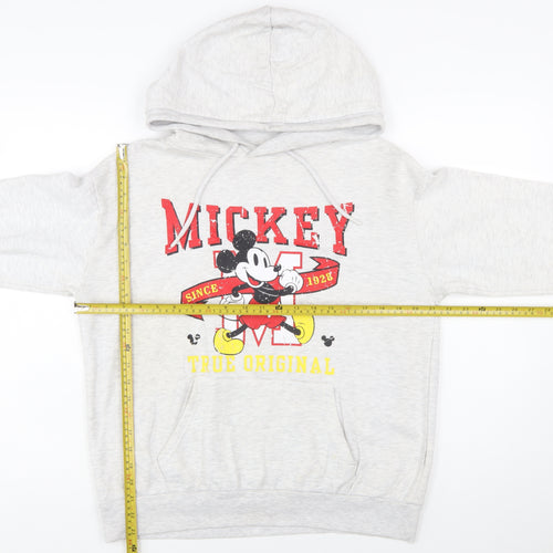 Disney Women’s Grey Mickey Mouse Hoodie Size S Pullover Sweatshirt
