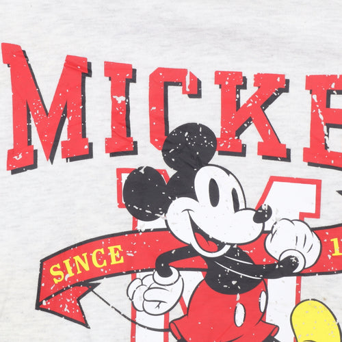 Disney Women’s Grey Mickey Mouse Hoodie Size S Pullover Sweatshirt