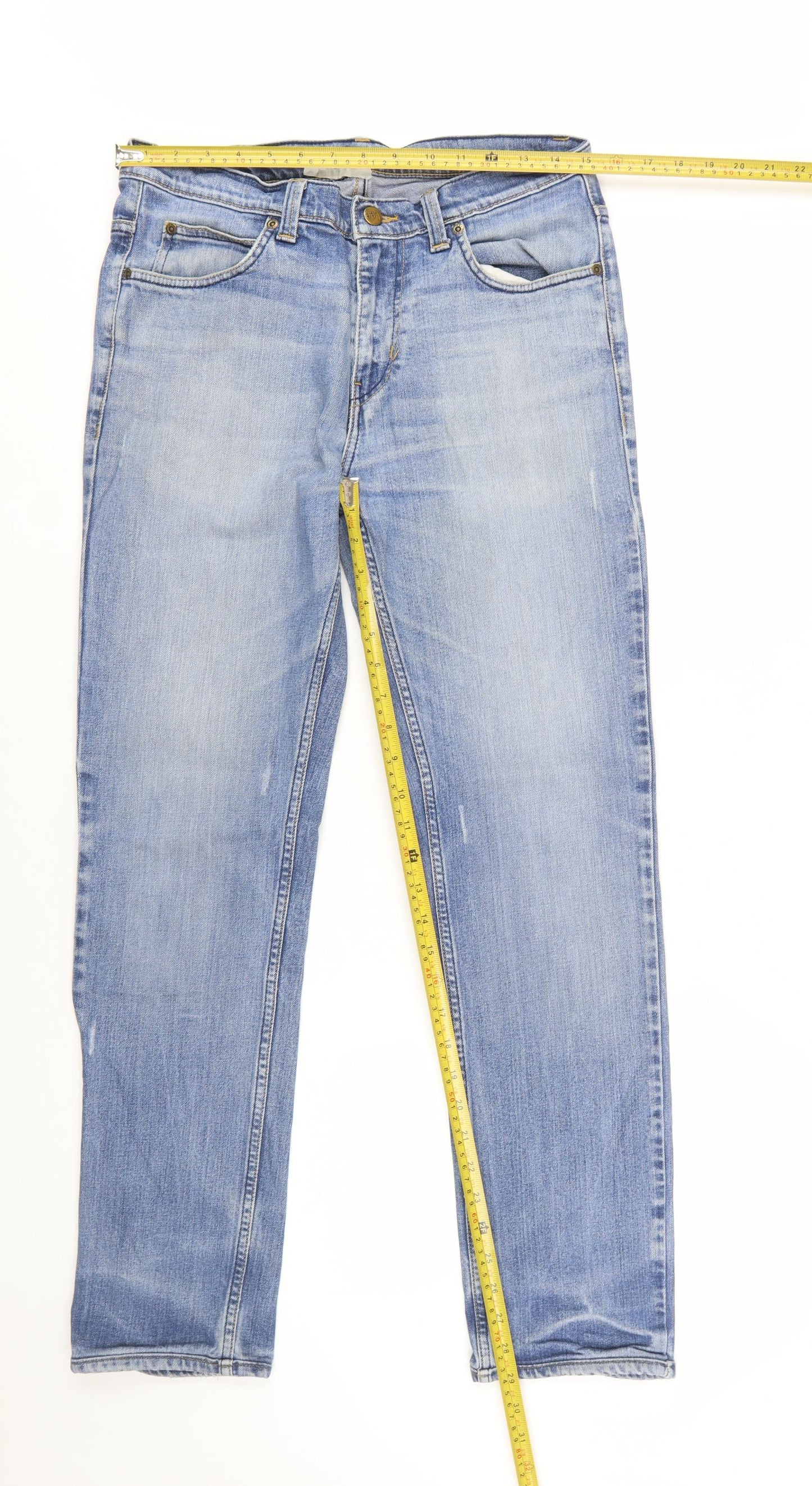 Lee Men's Blue 33x34 Straight Leg Denim Jeans Bruce Regular Fit