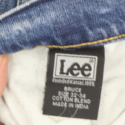 Lee Men's Blue 33x34 Straight Leg Denim Jeans Bruce Regular Fit