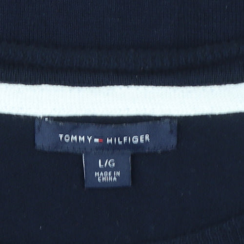 Tommy Hilfiger Women's Blue Striped Cotton Pullover Jumper Size L
