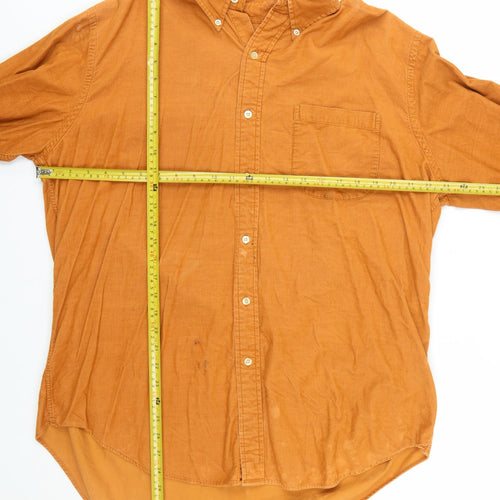 Lands' End Men's Orange Corduroy Button-Down Shirt L Regular Fit
