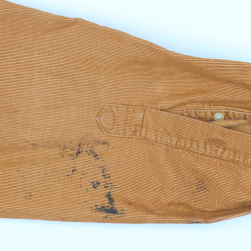 Lands' End Men's Orange Corduroy Button-Down Shirt L Regular Fit