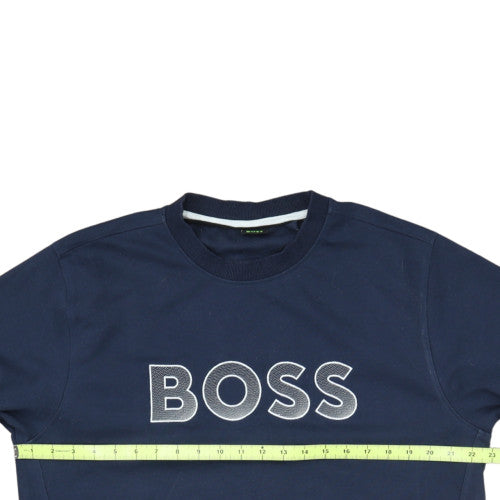 Hugo Boss Men's Blue Crew Neck Embroidered Logo Sweatshirt Size L