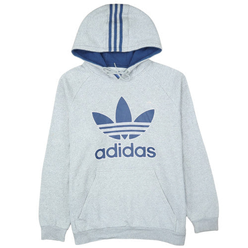Adidas Mens Grey Hoodie Large Pullover Hooded Sweatshirt