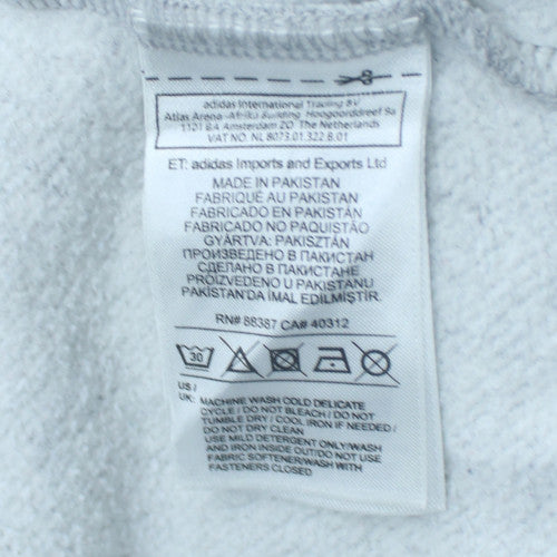 Adidas Mens Grey Hoodie Large Pullover Hooded Sweatshirt