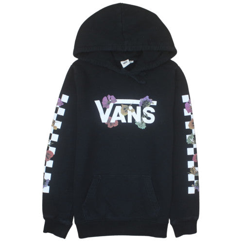 Vans Womens Black Floral Logo Pullover Hoodie Size S