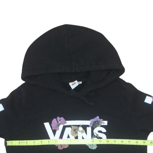Vans Womens Black Floral Logo Pullover Hoodie Size S