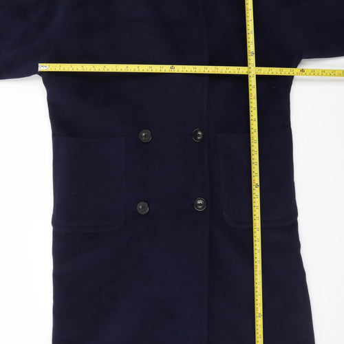 Huberman Womens Blue Wool Cashmere Angora Long Overcoat UK 14