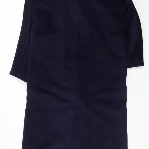 Huberman Womens Blue Wool Cashmere Angora Long Overcoat UK 14