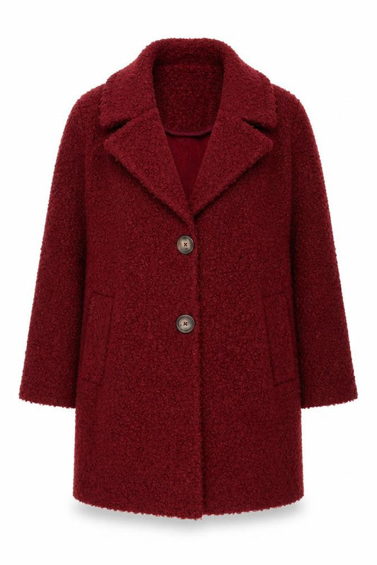 Front view of Tu Women Red Mid-Length Textured Button Coat, size 12