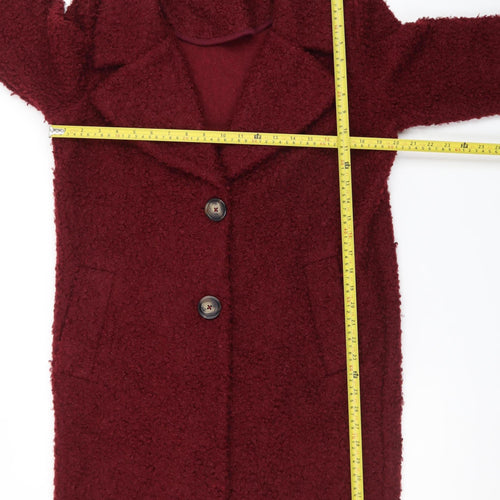 Tu Women Red Mid-Length Textured Button Coat Size 12