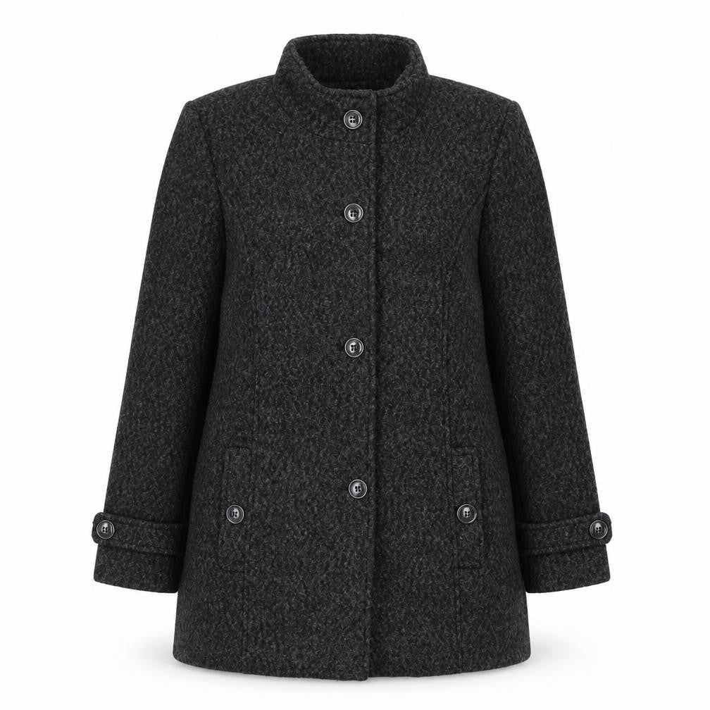Front view of Damart Women's Grey Wool Blend Mid-Length Coat UK 16