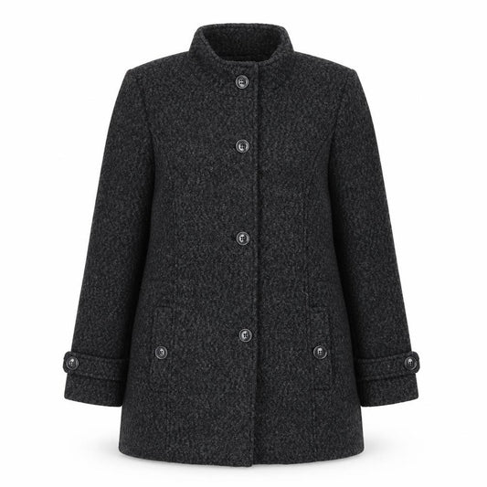 Front view of Damart Women's Grey Wool Blend Mid-Length Coat UK 16
