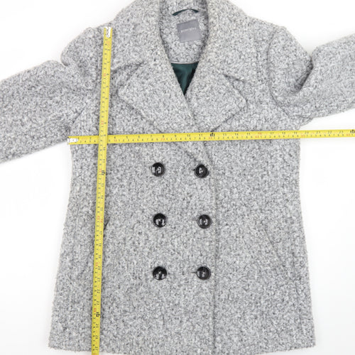 Principles Women's Grey Pea Coat Size 14 Polyester Lined Double Breasted