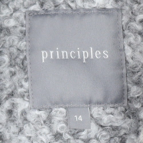Principles Women's Grey Pea Coat Size 14 Polyester Lined Double Breasted