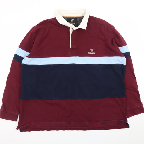 Guinness Men’s Multicoloured 2XL Rugby Style Long Sleeve Polo Shirt